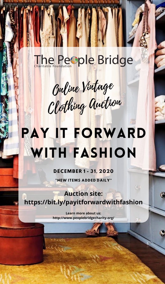 The time is now! Bid on beautiful pieces of clothing and help support communities in need #payItForwardWithFashion click on the link below to bid or donate bit.ly/payitforwardwi…