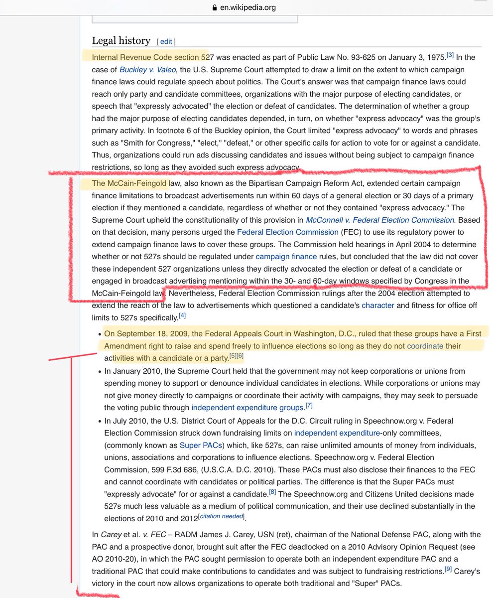 Throw in a quickie thread on 527s, I thought...Not even a thread, really... a tweet.Show them how McCain helped cause this shitshow before he died.Ok... maybe a thread. But a quick one.* LINK:  https://en.wikipedia.org/wiki/527_organization