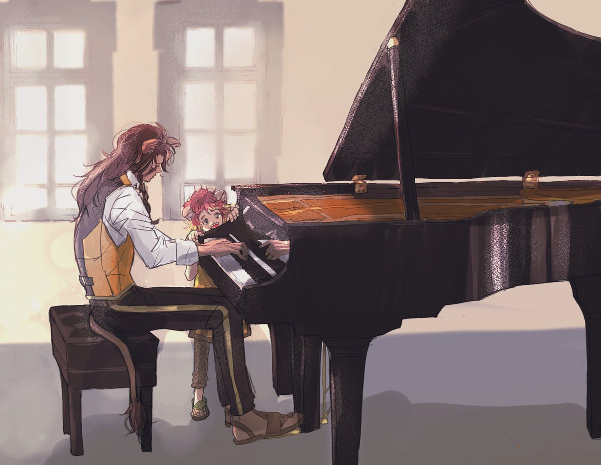 「おじたんピアノ弾いて 」|すしのイラスト