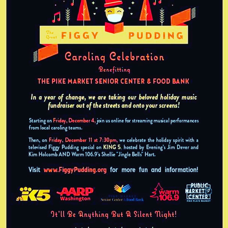Today is FIGGY FRIDAY and we are LIVE online at pmsc-fb.org/figgy-2020.  You will find 13 Figgy Caroling Teams waiting for you.   Just click and enjoy, and DONATE  to your favorite team(s). They have worked hard to create a fun show for you! You can also text Figgy to 91999.
