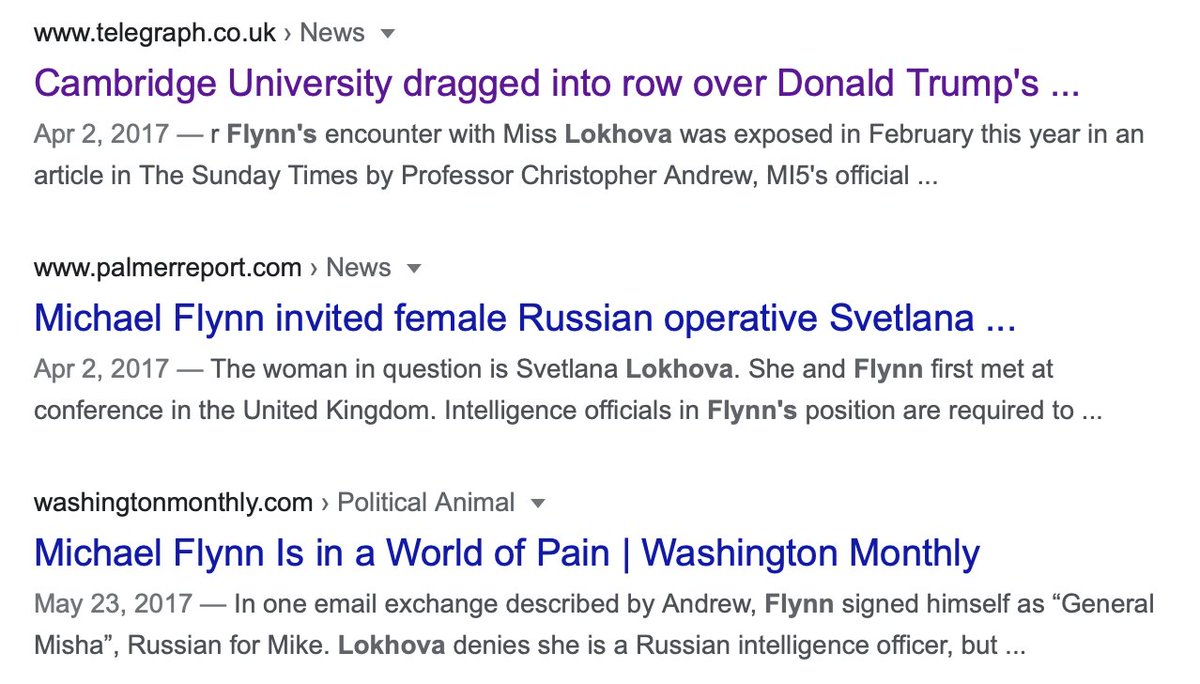 March-May 2017: stream of fake news stories about me and  @GenFlynn fed by FBI/CIA operatives