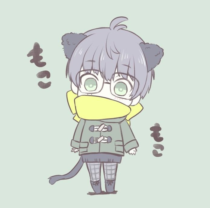 male focus 1boy animal ears solo scarf tail chibi  illustration images