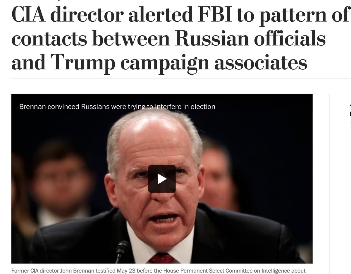 May 2017: Brennan delivers testimony to Congress. Brennan makes allegation that a top Trump campaign advisor later, identified by Washington Post as Gen. Flynn, has been compromised by Russian intelligence and was on the "path to treason".Mueller "inquiry" opens.