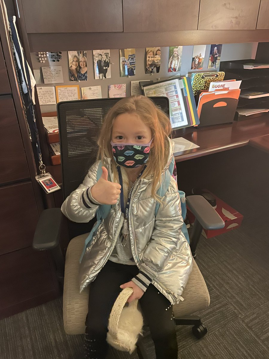 BTEWolfPups's tweet photo. Miss Lilah sat in my Principals chair today & loved every second. Students are leaders at BTE! #PrincipalInTraining 😎 https://t.co/y4aCAovzjk