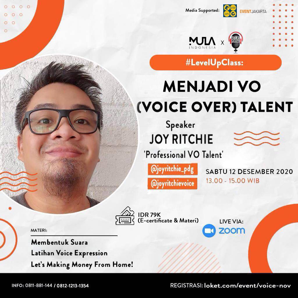 kelaspenyiar_ID's tweet photo. "Pengen btt belajar VO, tp bingung belajar sama siapa?"
Belajar yuk bareng @joyritchie di #LevelUpClass @kelaspenyiar_id : Menjadi VO (Voice Over) Talent.
Banyak banget yg bs km dapetin mulai dr membentuk suara sampai gimana dapetin cuan dr VO.
Daftar di https://t.co/auxMoH268F https://t.co/iTn8GH9Z4h