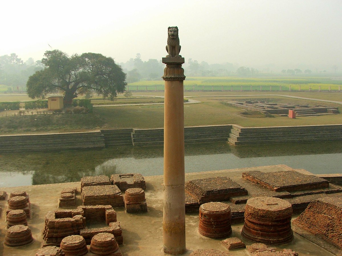 32. Pillar of AshokaAshoka started his reign by killing his brothers and waging a violent warBut this affected him deeply, and he found religionThis fragment is from his 'Sixth Pillar Edict,' declaring he will bring happiness to all of his subjects, regardless of class