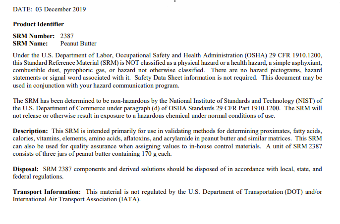 but it's no ordinary peanut butter. it's got a MSDS! and a datasheet!