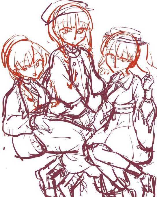 らくがき途中。和洋折衷カワイイ着物ってむずいな 