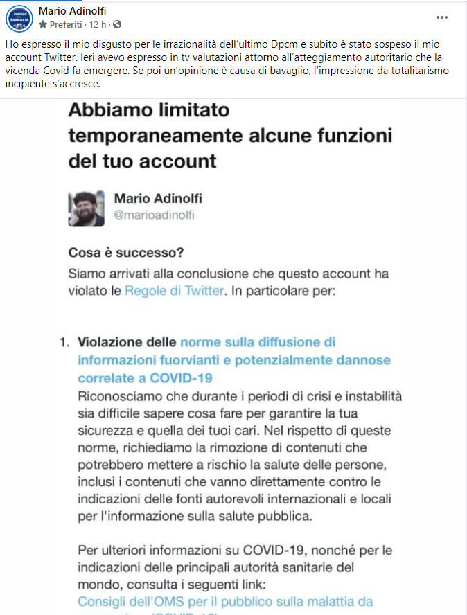 dimatgab's tweet photo. Solidarietà al presidente del @PopoloDFamiglia @marioadinolfi 
#siamotuttiMarioAdinolfi 
#libertàdiparola https://t.co/NYaScNDNRD