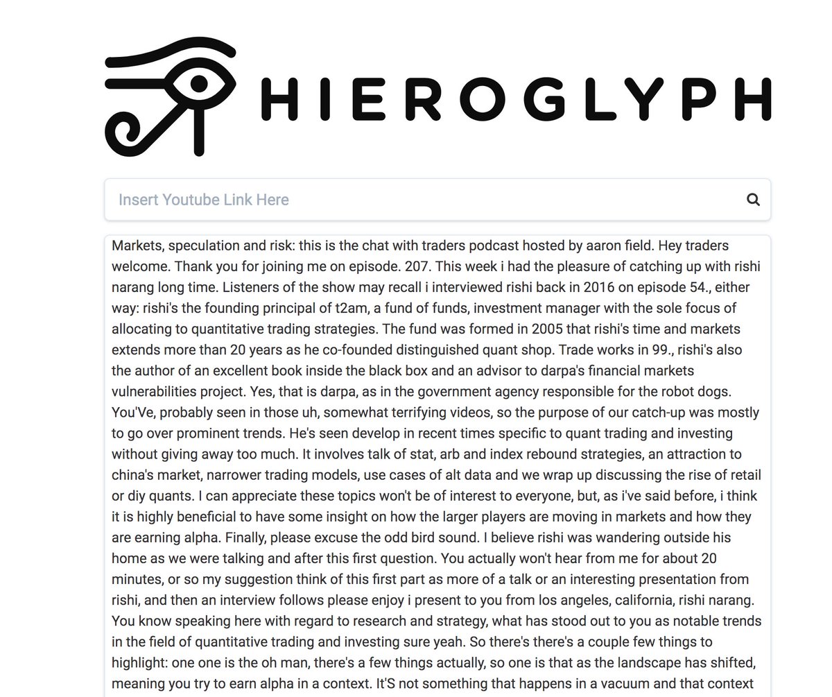 Step 3 : You get transcript. Copy and paste to Google Docs/Word.Replace . With double line breaks! Tutorial Here  https://www.technicalcommunicationcenter.com/2014/01/08/how-to-split-a-paragraph-in-ms-word-into-individual-sentences/