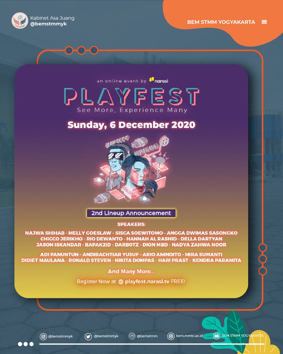 bemstmmyk's tweet image. [ INFO EVENT ] 

Hallo sobat Miko🐰

Sudah siap untuk melihat #MoreVirtualExperience di Playfest 2020 by @narasitv dari rumah secara GRATIS?

Festival dengan beragam pengalaman yang menawarkan konten, komunitas, dan kolaborasi hebat serta serangkaian hiburan yang memikat.

-c