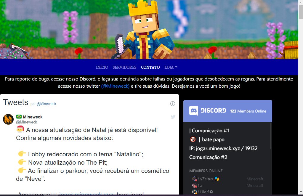 Mais um Serviço Feito!
Cliente: <a href="/Mineweck/">Mineweck</a> 
Link: loja.mineweck.xyz

Não perca tempo compre já o seu site e venda seus produtos Online.

Tiver como RT e Fav para ajudar na divulgação do meu trabalho vou ficar muito agradecido.