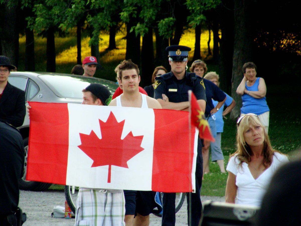 For instance, when Six Nations land defenders first blocked the construction of a housing development on their territory, neo-Nazi Gary McHale organized groups of white people to gather and provoke the Six Nations blockade: they waved Canadian flags and sang O Canada. (5)