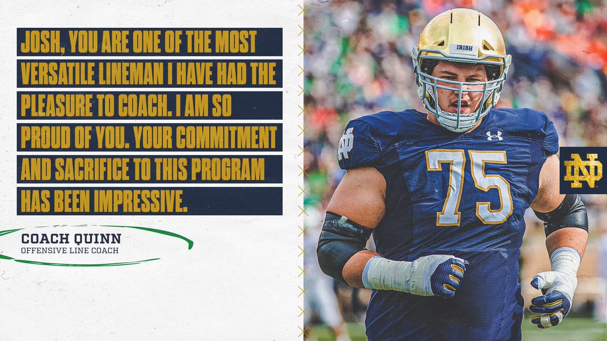 Josh, I love your commitment to excellence both in the classroom and on the field.  Let’s Continue the Mission!  #GoIrish