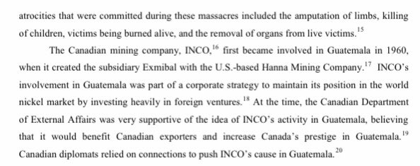 It’s 1978. Canadian mining giant INCO is opening up its Lake Izabal nickel mine. To do so, INCO has worked closely with a man nicknamed “the Butcher,” who massacred thousands of indigenous Guatemalans. On the very ground where they were killed, the band strikes up O Canada. (7)