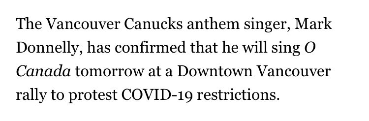 No great surprise that a man so associated with the national anthem should also be a longtime purveyor of right/far-right politics (anti-abortion crusader, Conservative party hopeful, and now evidently a denier of the highly contagious virus that has killed over 1.5M people.) (9)