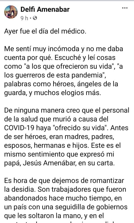 migangnoguera's tweet photo. Palabras de la hija de un amigo que murió de COVID. Con la misma claridad que el padre. 

La frase final la podría decir mi hijo https://t.co/omzPn7dS6z
