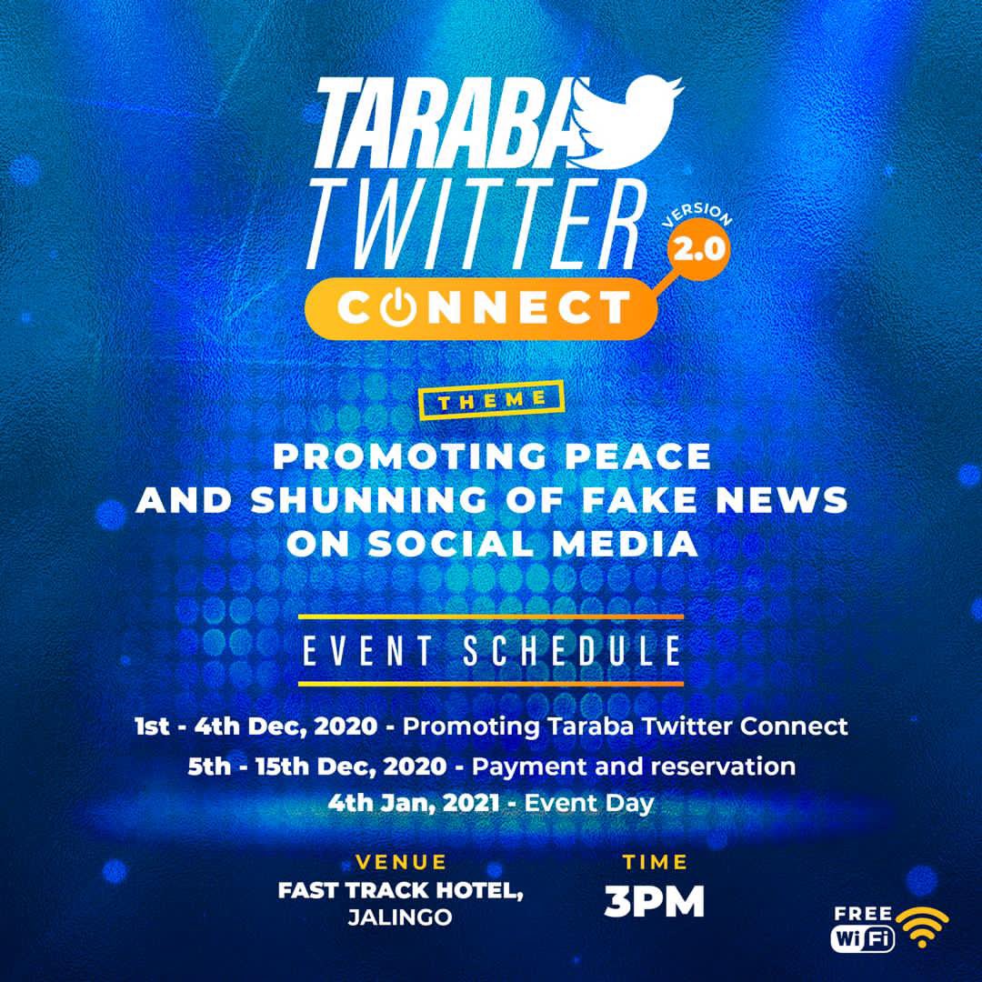 TarabaConnect's tweet photo. Firstly: we are sorry to announce that the initial date of our event is rescheduled to 4th of January due to some unforeseen circumstances, and for that We are happy to annouce that “Sedera Initiate” have paid N500 to everyone who’s getting their tickets bewteen 5-15 December, https://t.co/ue6su54WzS