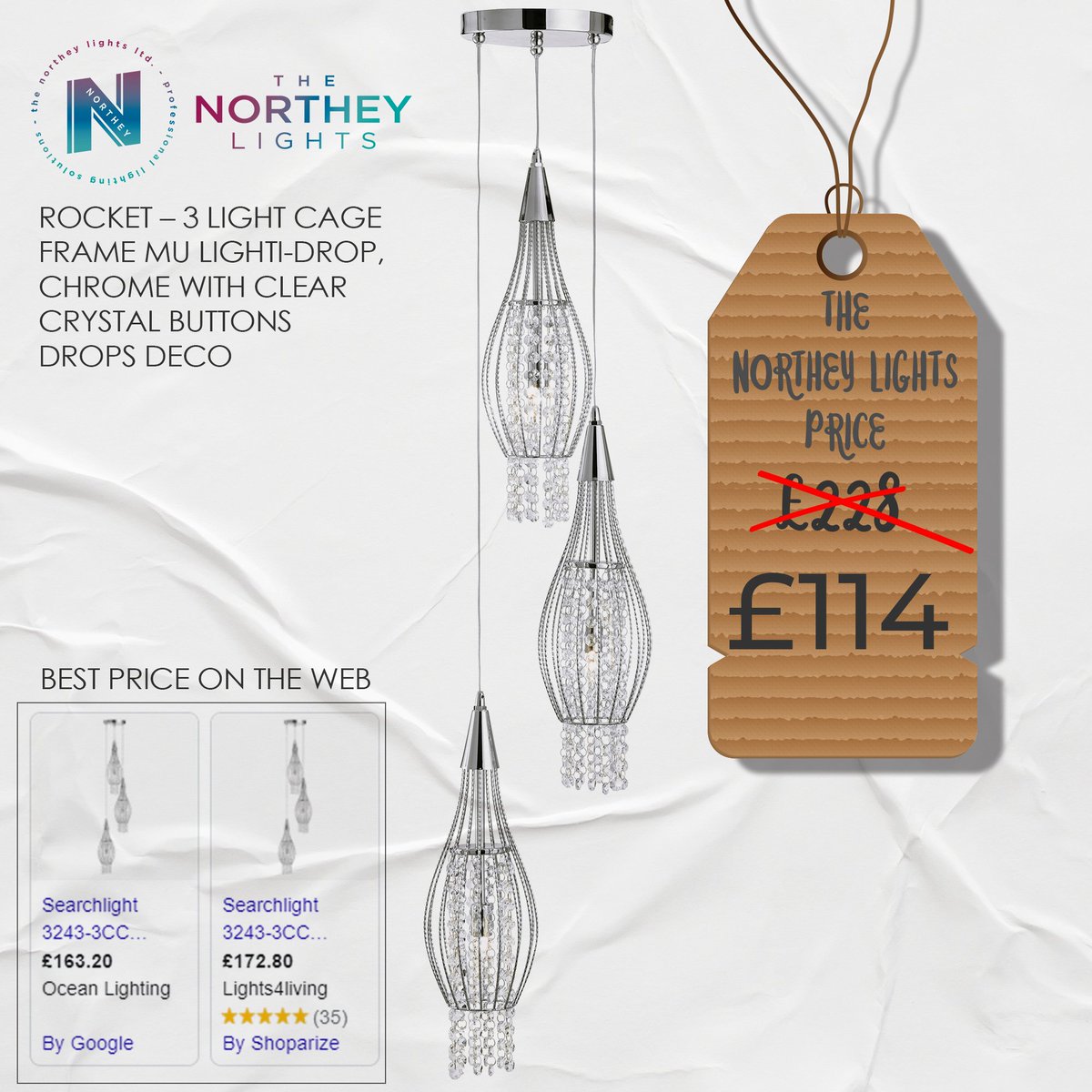 NortheyLights's tweet photo. The stunning 3 Light Cage Frame Drop at The Northey Lights - best price on the internet at £114, get it before Christmas https://t.co/2aF3n6pMwK https://t.co/CB67PPzCJ9