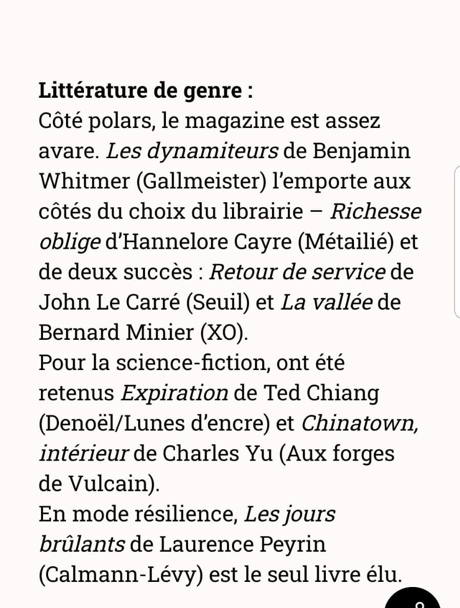 Bernard_Minier's tweet photo. "La Vallée" dans les 100 livres de l'année 2020 selon le magazine "Lire" ! Aux côtés de John Le Carré, d'Hannelore Cayre et de Benjamin Whitmer, les trois autres auteurs de polar distingués.

👉https://t.co/zwKIqFajSp

 #xoeditions #livreshebdo #pocketeditions https://t.co/sCQQcawP6E