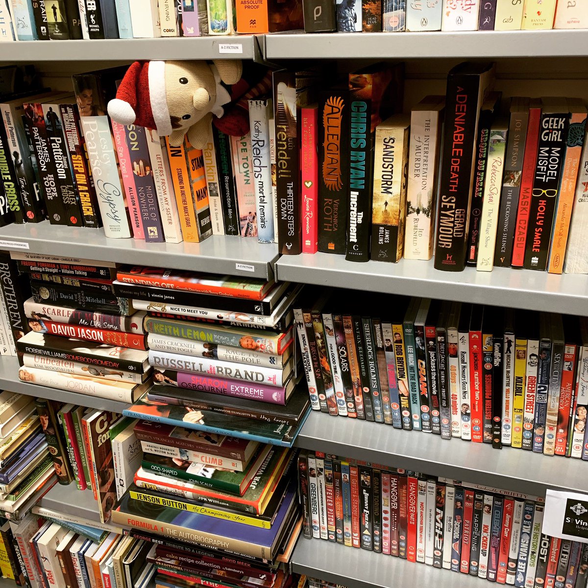Naughty elf on the shelf is finding a book to delve into this weekend - paperback from 50p and from hard back £1 , there is many to choose from (though we hope he is to up to mischief) 🧝🎄 #elfontheshelf