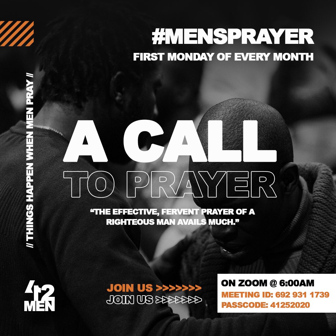 ByAyokunu's tweet photo. Calling All Men, weโre ending the year starting out monthly 6am prayers on Mondays.
#MensPrayer #412Men https://t.co/UnnfjdSxjc