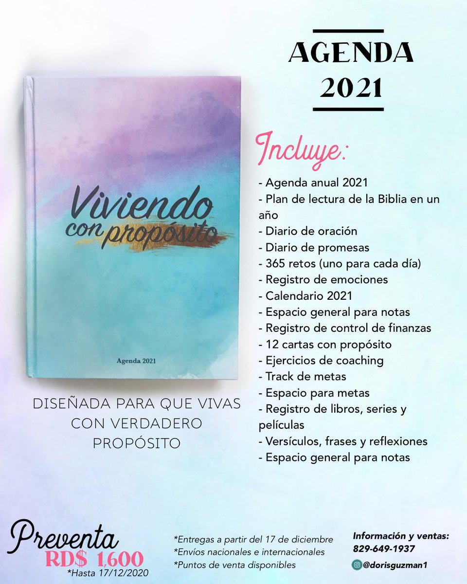 DorisGuzman's tweet photo. #GranLanzamiento ¡Ya está aquí nuestra Agenda "Viviendo con propósito 2021"!🎉

Ordena la tuya aquí: https://t.co/C8tJCeTgN5 https://t.co/SJ8kbTdI55