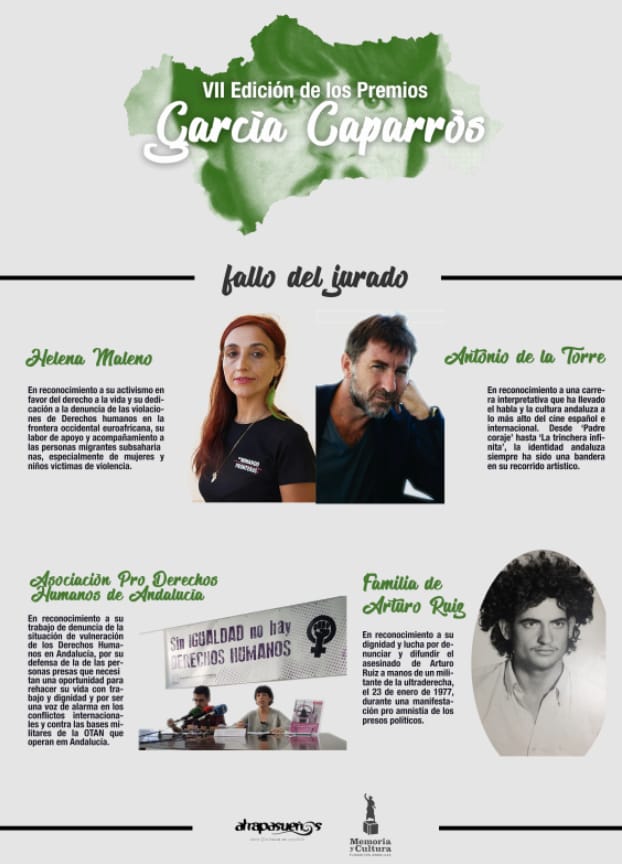 LaVictimas's tweet photo. Ya conocemos los ganadores del Premio García Caparrós🏆 La familia de Arturo Ruiz ha sido galardonada por denunciar y difundir su asesinato a manos de un militante de la ultraderecha el 23 enero 1977 en una manifestación pro amnistía de los presos políticos. 
¡Enhorabuena! https://t.co/oviD0Xynkz