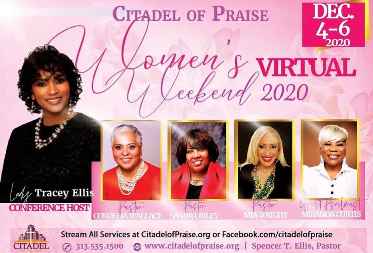 sandrariley's tweet photo. Repost from @citadel_detroit
•
Women of Influence view ONLY on Facebook Live and https://t.co/gtT01xMuSk of https://t.co/7KipdDDopA 
✔️ Saturday, 9AM: Pastor Sandra Riley
✔️ Saturday, 12NOON: Pastor Mia Wright
✔️ Sunday, 8AM, 10AM, 12NOON: Miranda Curtis &amp; Lady Tracey Ellis https://t.co/o1rh45raZ3