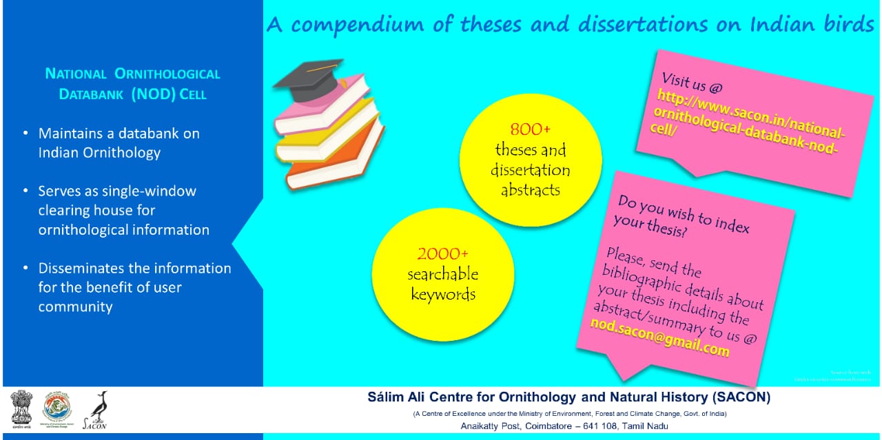 Sacon Salim Ali Centre We Are Proud To Announce Country S First Of A Kind Data Portal On Compendium Of Over 800 Thesis On Indian Ornithology With Over 00 Keywords Visit Us