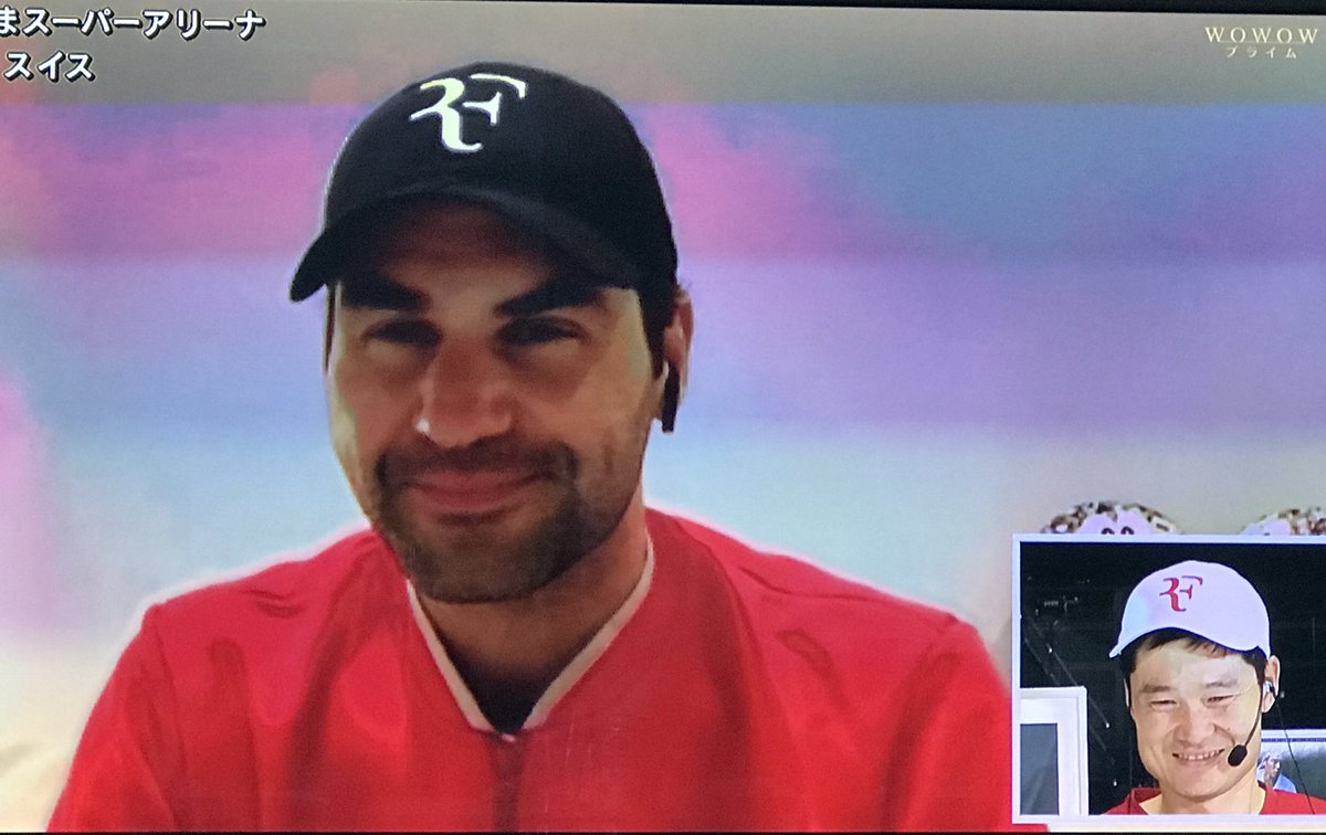 zumayan_fukuoka's tweet image. WOWOWでライブ中継されるRFキャップの復活。大喜びのロジャー😄 #WOWOWテニスフェスティバル #UNIQLO #rfロゴ #国枝慎吾 #RogerFederer