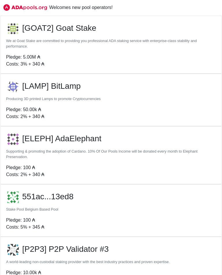 cexplorer_io's tweet photo. https://t.co/xw0WREABJG welcomes new pools!
#GOAT2 #Goat Stake #LAMP #BitLamp #ELEPH #AdaElephant #STKME #Stake-Pool-Me #P2P3 #P2P Validator #3 #AXYZ #ADA XYZ Pool #AZUR #AzureADA2 #cardano $ADA
π https://t.co/ujXY0tIcr5 π https://t.co/criwiJTjLJ