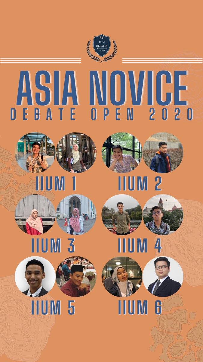 iiumdebates's tweet photo. Busy weekend for our IIUM Debaters! Meet our ANDO 2020💃🏽and ECDO 2020🕺🏽participants!! 

ANDO💃🏽
IIUM 1: Ariz, Kina
IIUM 2: Harith, Danish
IIUM 3: Alisya, Hadhirah
IIUM 4: Hakki, Ayman
IIUM 5: Syed, Amir
IIUM 6: Syasya, Fiqri

ECDO🕺🏽
IIUM 1: Ahmed, Shorouq
IIUM 2: Nurul, Shifa https://t.co/xVwQMzPMBu