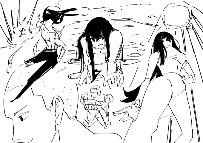色々なポーズを描こうとして失敗したイラスト(らくがき) 