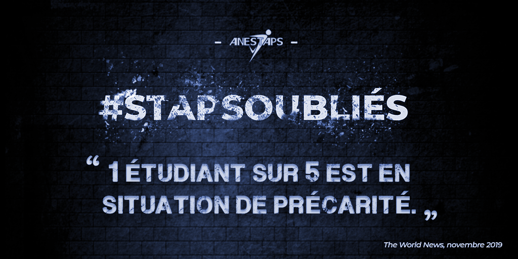 ANESTAPS's tweet photo. [ ❌ #STAPSOubliés ]

Face au manque de place en #STAPS 🙅🏻 les jeunes se voient contraints de se tourner vers des formations payantes.

Or, 1️⃣ étudiant sur 5️⃣ est en situation de précarité.

🚨@sup_recherche, il est tant d’agir en débloquant des budgets viables à long terme ! https://t.co/vqZe0EO2FE