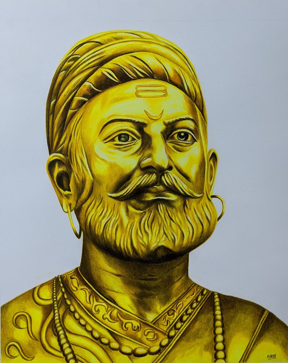 " If war was an art then he was a brilliant artist who mastered guerilla warfare"
Sketch of Hindu hriday samrat, Chhatrapathi Shivaji Maharaj done in golden tone. Used copic markers and Prismacolour pencil on Strathmore paper.
Jai Bhavani Jai Shivaji.
#art #ArtistOnTwitter https://t.co/eL5AJlFYPL