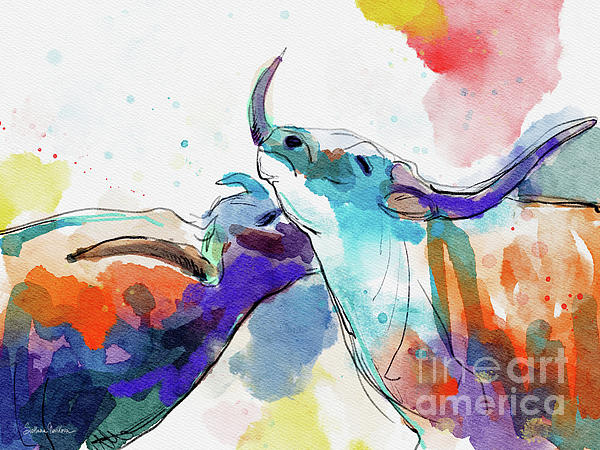 Artjoy's tweet photo. New artwork for sale! - "Two longhorns watercolor" - https://t.co/yKDLvjqlE5 @shoppixels https://t.co/aeLOvCG9BJ