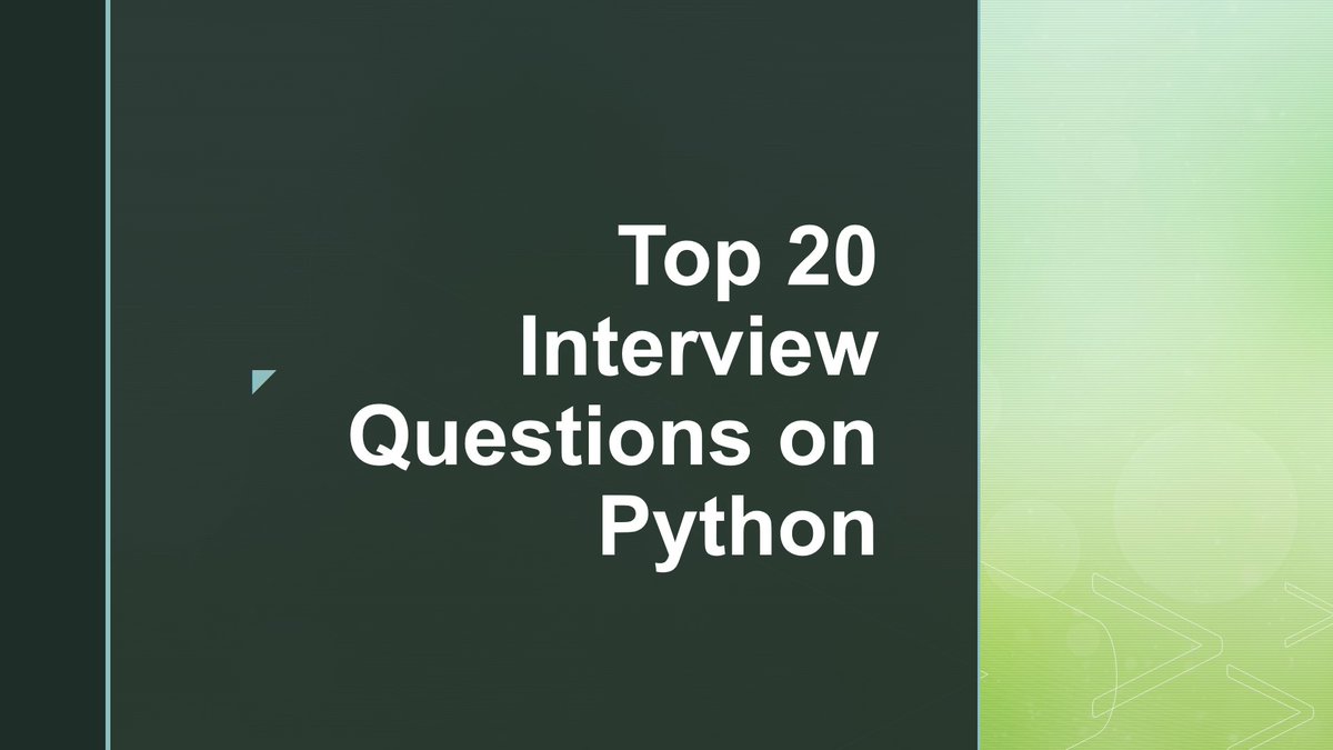 Infostudio9's tweet image. To 20 python interview questions video link -> youtu.be/0CfuYUKUfwM
#python #pythonprogramming #pythoninterview #programming #programminglife #coding #interview