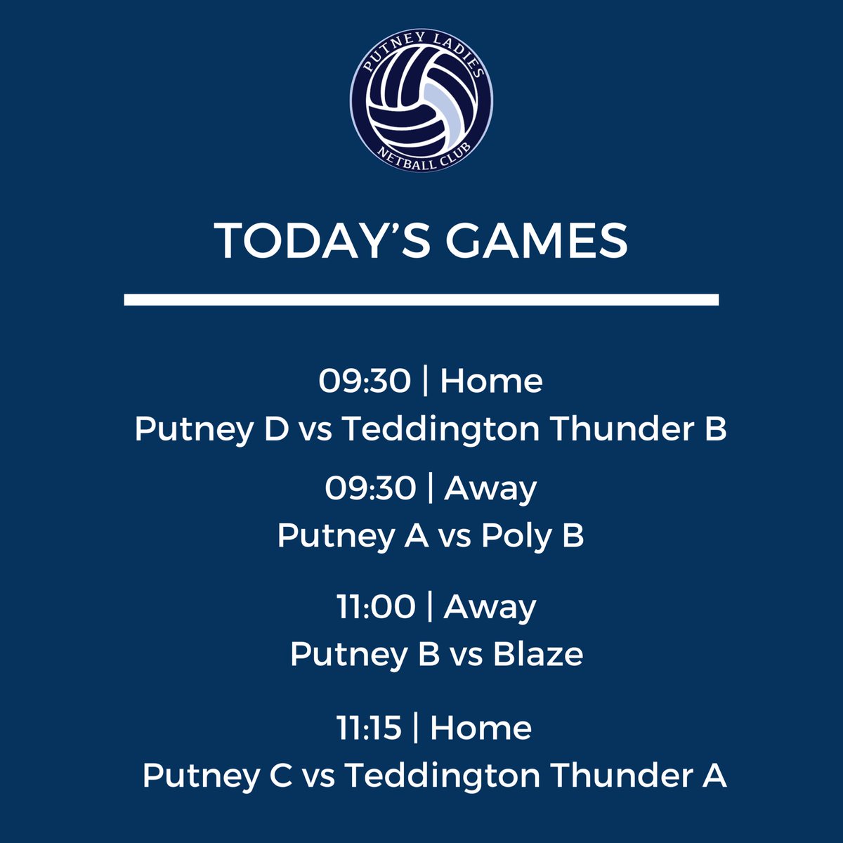 PutneyNetball's tweet photo. Lockdown is over and we’re back on court 🎉
All four teams are in action today. Good luck to everyone playing!
#netballsaturdays #readytosmashit #netball #middlesexnetball #wrapupwarm #keepsafe #hopewecanremberhowtocatchthesegirlscan #womeninsport https://t.co/TUW0Q3o0wf