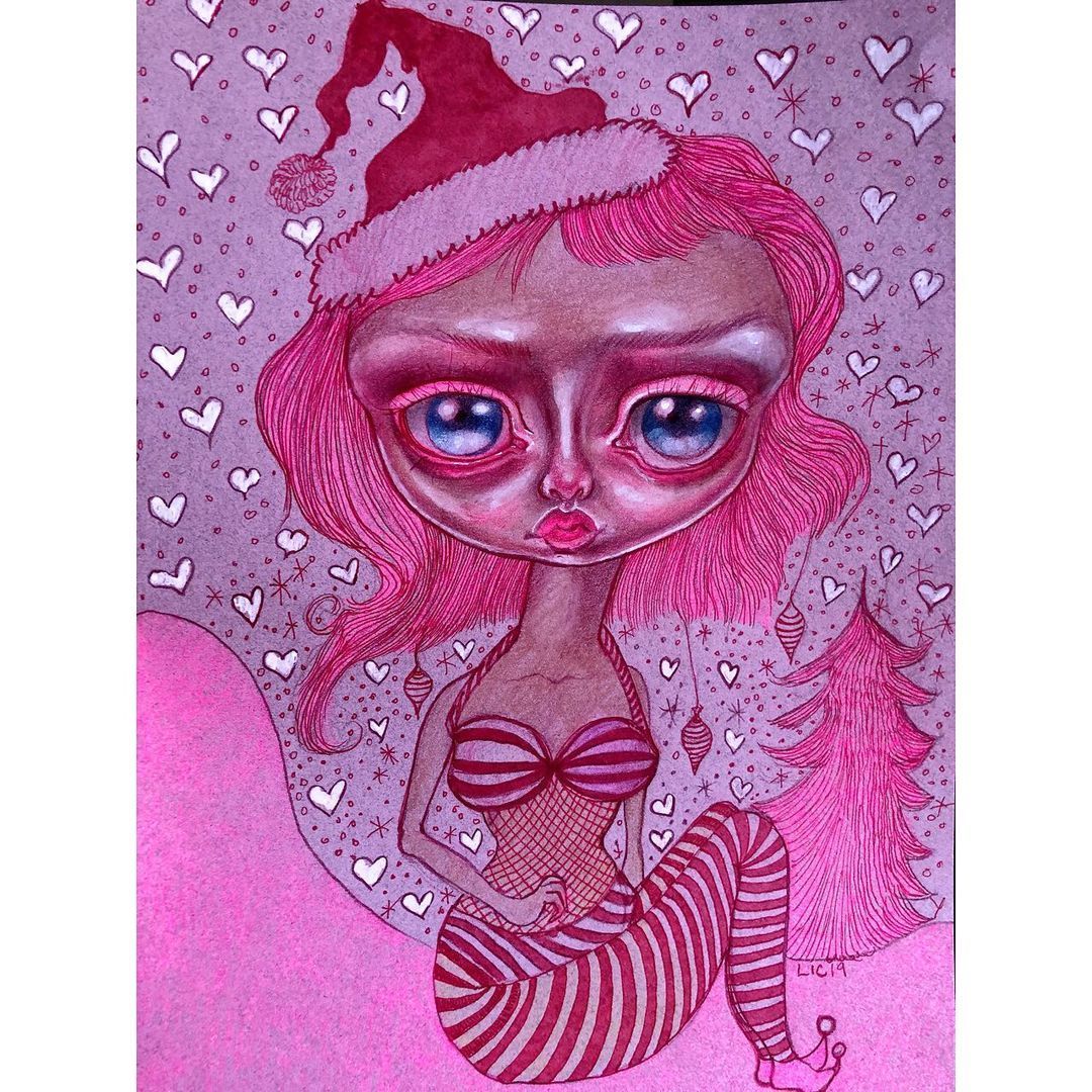 BeautifulBzarre's tweet photo. Perfect for the holiday season. Darling candy cane girl by @opalunicorn1!⁣ 
⁣...
#beautifulbizarre #opalunicorn #lowbrowart #bigeyeart #lowbrowpopsurrealism #holiday #candycane #christmasart #bigeyes #surrealart #popsurrealism #popsurrealism #newcontemporaryart https://t.co/54a3JiIVjE
