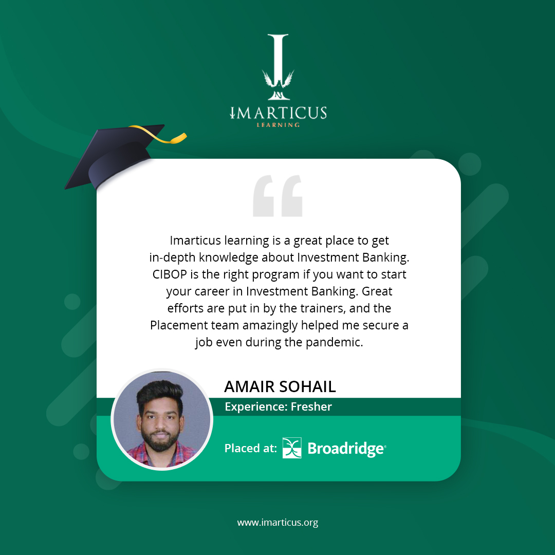 imarticus's tweet photo. #ImarticusLearning is proud and happy to tell that we are offering placements and achieving goals even during a pandemic.
Join us in congratulating Amair Sohail, our #CIBOP student on getting placed at Broadridge.
.
#Imartican #studentspeaks #placementdrive #CIBOP https://t.co/rPmJP0t926