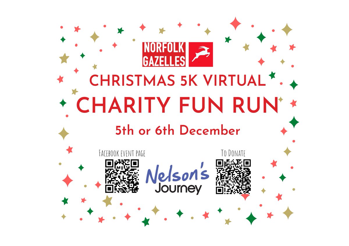 Norfolk Gazelles (@norfolkgazelles) on Twitter photo Good luck to all of you who are taking part in our Virtual Buxton Fun Run, running round the streets of Norfolk dressed as elves/Santas/Christmas trees/snowmen or in fantastic festive leggings! Thanks for helping support <a href="/nelsonsjourney/">Nelson's Journey</a> 💜
Hope you all have fun 🎅🎄 ☃️🦌 Good luck to all of you who are taking part in our Virtual Buxton Fun Run, running round the streets of Norfolk dressed as elves/Santas/Christmas trees/snowmen or in fantastic festive leggings! Thanks for helping support <a href="/nelsonsjourney/">Nelson's Journey</a> 💜
Hope you all have fun 🎅🎄 ☃️🦌
