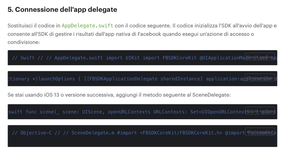 AndreaLeganza's tweet image. What&apos;s wrong  @Facebook SDK documentation  team? Why do this?  This is the worst way to show code and requires devs to format the code trying to understand where should be the carriage return... #FacebookSDK