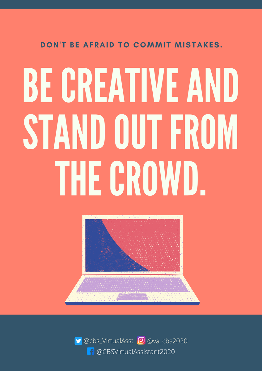 tiansindayenva's tweet photo. Creative virtual assistants can take over projects that eat up your valuable time and can help you brainstorm ideas, then make them happen.
#VisualAssistant
#SocialMediaManagement
#Freelancer
#Business
#BehindSale
#CBS_VirtualAssistant
#Milestone
#workfromhome
#Mentality https://t.co/JFVfuCnT6W