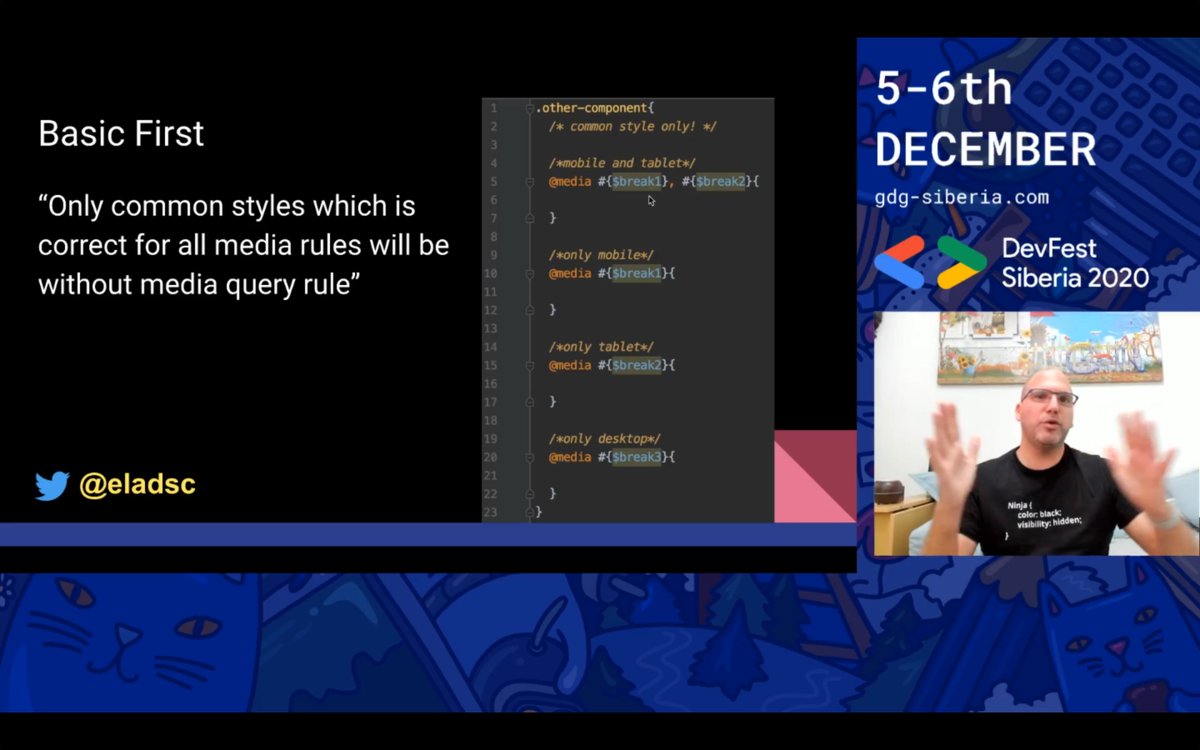 Being a great pleasure to talk on the "Responsive Design Best Practices" at <a href="/GDGNsk/">GDG Novosibirsk</a> 🇷🇺

Here are my "Basic First" CodePen examples:
codepen.io/collection/Dpp…

The Slides:
bit.ly/35lEKfT

See you tomorrow in my next talk on "The New #CSS Logical Properties"