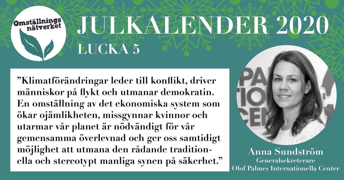 Palmecenter's tweet photo. ➖ Omställning för jämställdhet! Bakom lucka 5 hos @omstallning finner vi idag vår generalsekreterare @annasundstrom77 som i Olof Palmes anda driver frågan om en röd, grön omställning 🌹 https://t.co/ux0rysdhq4