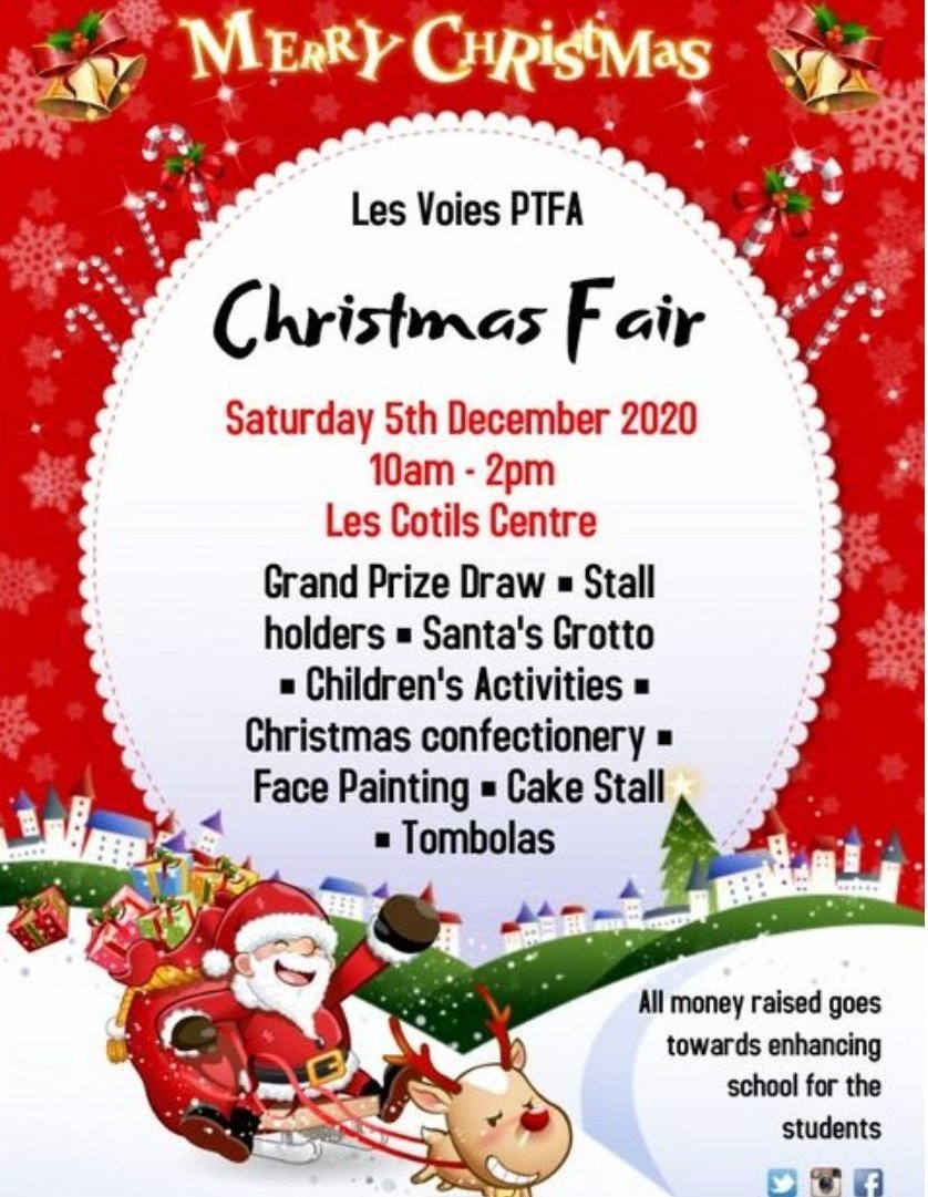 Les Voies Christmas Fair at Les Cotils today, 10am - 2pm.🎉🎄