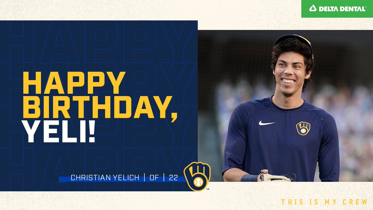 Brewers's tweet photo. Retweet this post to wish @ChristianYelich a happy 29th birthday! #ThisIsMyCrew https://t.co/R5qW92k7f5