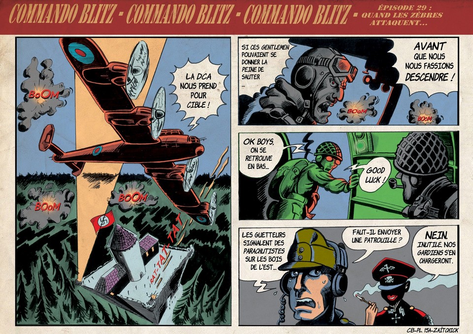 BlaguesDessins's tweet photo. Commando Blitz, épisode 29
Blagues & Dessins présente « Commando Blitz », bande dessinée de Zaïtchick
Retrouvez Commando Blitz régulièrement sur : https://t.co/qXM1g8iTFB
#CommandoBlitz #Zaitchick #BD #BandeDessinée #Pulp #SecondeGuerreMondiale #Parodie #ScienceFiction #Épisode29 https://t.co/IQOIHk2VBe