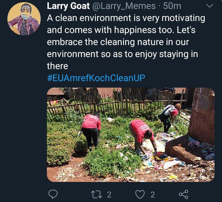 JeanjaneF's tweet photo. @ItsMundulel @YEDNetworkKe @Amref_Kenya @EUinKenya @MOH_Kenya progress is impossible without change and who can not change their mind cannot change anything #Angamizacoronanairobi
#EUAmrefKochCleanUP https://t.co/aOQ1m2FJRO